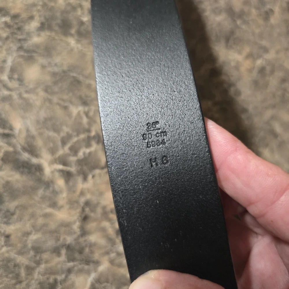 COACH Men's Black Leather Belt Size 36 / 90 cm Silver-Tone Buckle